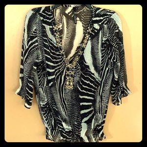 Black and White Blouse